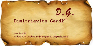 Dimitrievits Gerő névjegykártya